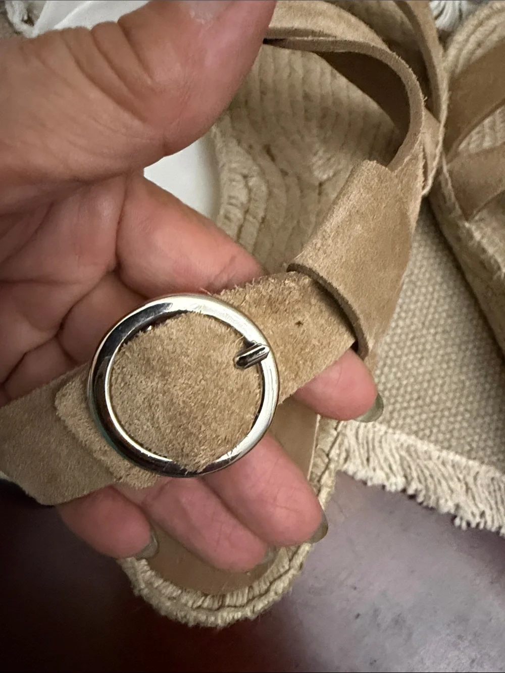 Via Spiga Tan Suede Espadrille Platform Sandals with dust bags
